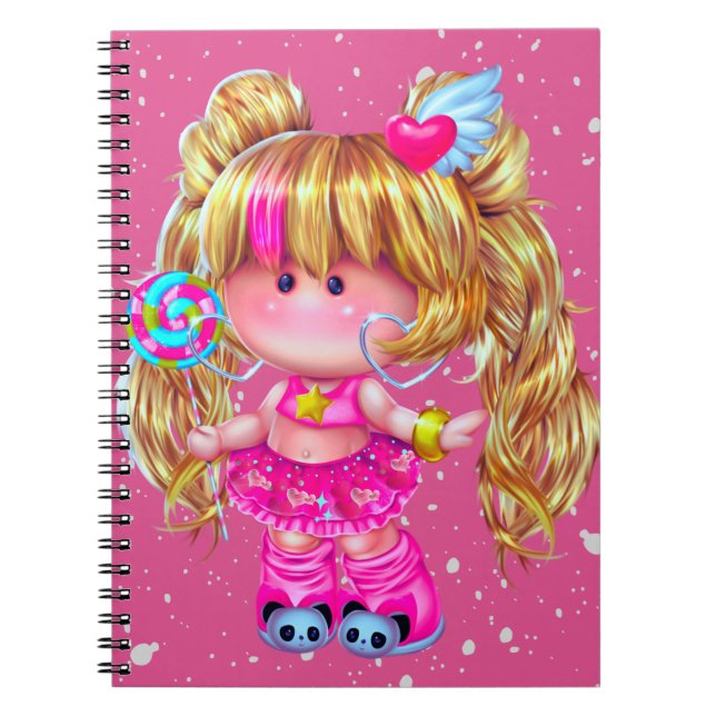 Cute pink Kawaii Doll Notebook (Front)