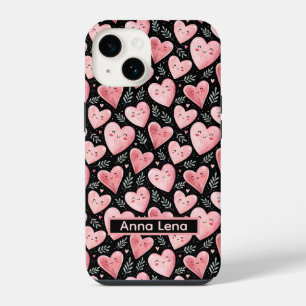 Cute pink kawaii hearts iPhone / iPad case