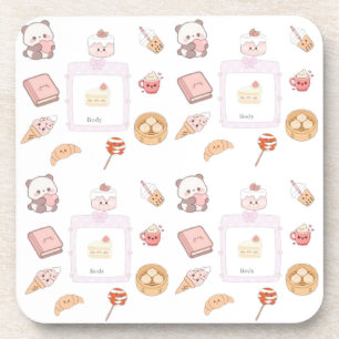 Cute Pink Kawaii Sweet Treats Dessert Design Coaster