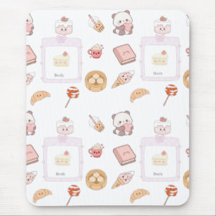 Cute Pink Kawaii Sweet Treats Dessert Design Mouse Mat