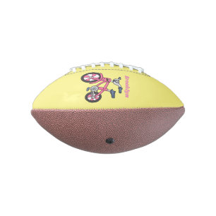 Cute pink kids bicycle cartoon illustration american football