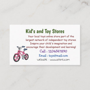 Cute pink kids bicycle cartoon illustration business card