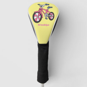 Cute pink kids bicycle cartoon illustration golf head cover