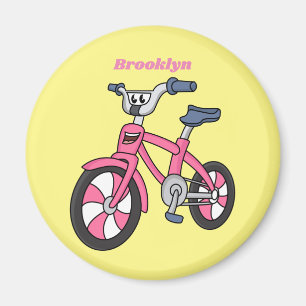 Cute pink kids bicycle cartoon illustration magnet