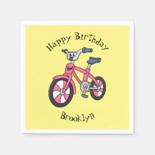 Cute pink kids bicycle cartoon illustration napkin