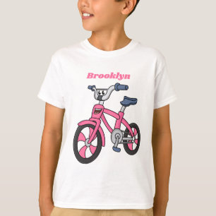 Cute pink kids bicycle cartoon illustration T-Shirt