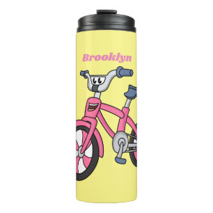 Cute pink kids bicycle cartoon illustration thermal tumbler