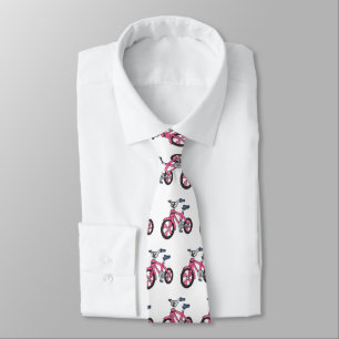 Cute pink kids bicycle cartoon illustration tie