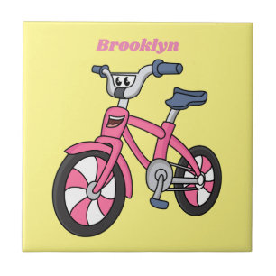 Cute pink kids bicycle cartoon illustration tile