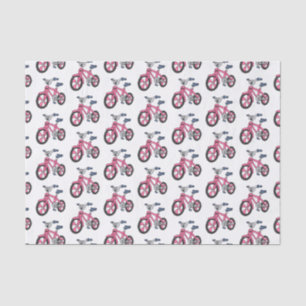 Cute pink kids bicycle cartoon illustration tissue paper