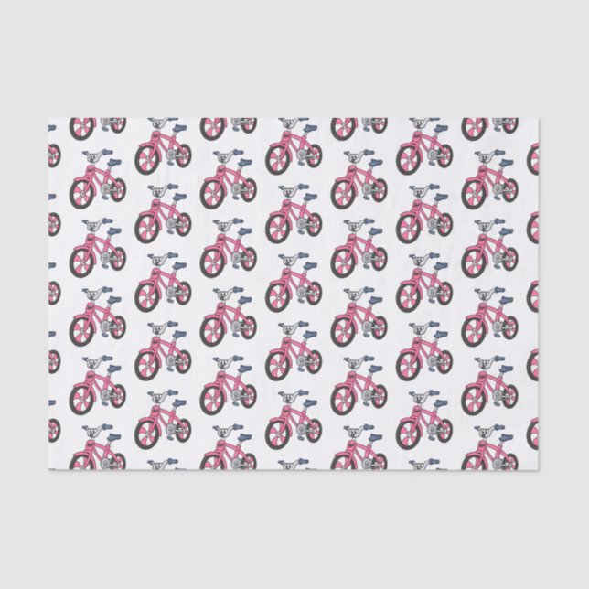 Cute pink kids bicycle cartoon illustration tissue paper (Front)