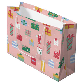 Cute Pink Kids Holiday Christmas Package Present  Large Gift Bag