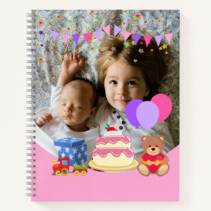 Cute Pink Kids Toys Birthday Celebration Photo Notebook