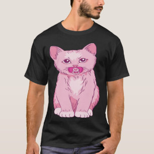 Cute Pink Kitten Baby Animal Pet With Pacifier T-Shirt