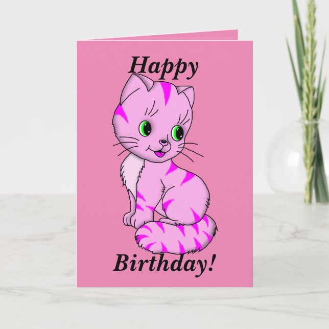 Cute Pink Kitten Card (Front)