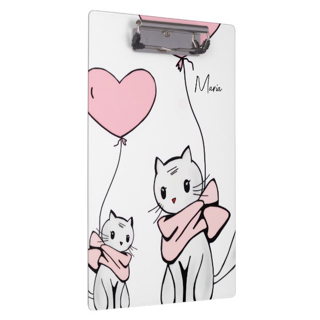 Cute Pink Kitten Cats Hearts Clipboard  (Right)