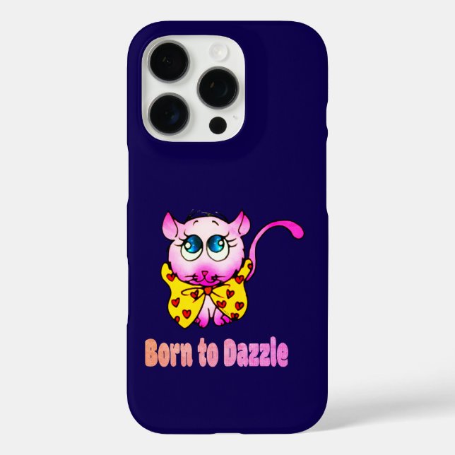 Cute Pink Kitty - Born to Dazzle Art Case-Mate iPhone Case (Back)