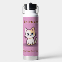 Cute Pink Kitty Cat Personalised Name Stainless