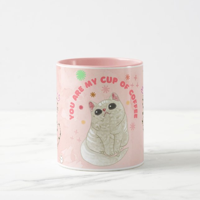 Cute Pink Kitty Mug | Girly Cat Lover Coffee Cup (Center)