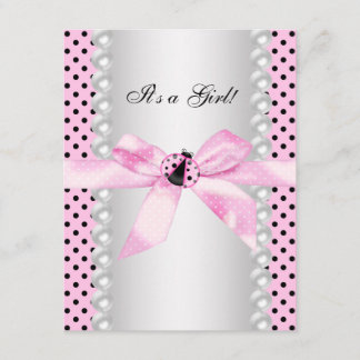 Cute Pink Ladybug Baby Shower Invitation