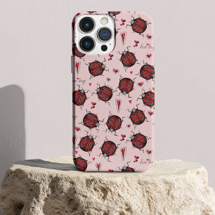 Cute Pink Ladybug Hearts Love Bug Illustration iPhone 11 Case