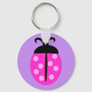 Cute Pink Ladybug Key Ring