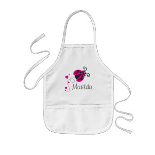 Cute pink ladybug ladybird love flying kids apron