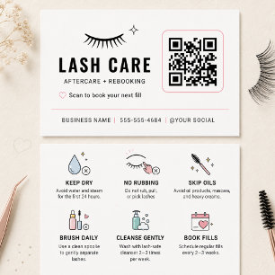 Cute Pink Lash Care QR Booking Aftercare