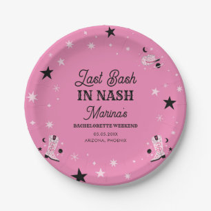 Cute Pink Last Bash in Nash Nashville Bachelorette Paper Plate
