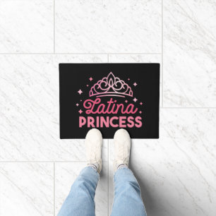 Cute Pink Latina Princess Crown Doormat