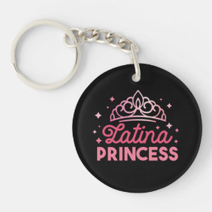 Cute Pink Latina Princess Crown Key Ring