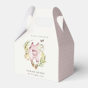 Cute Pink Leafy Foliage Girl Clothes Baby Shower Favour Box