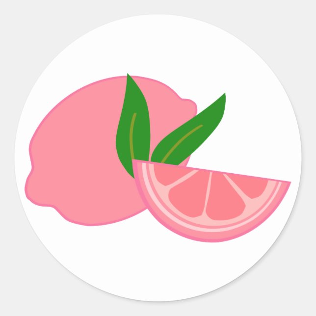 Cute Pink Lemon Classic Round Sticker (Front)