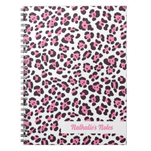 Cute Pink Leopard Print Spiral Notebook