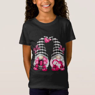 Cute Pink Lesbian Valentines Day Gnomes For Her Fu T-Shirt