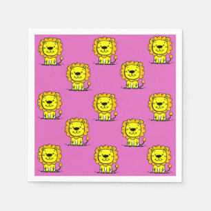 Cute Pink Lion Napkin