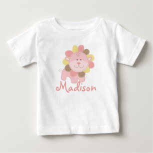 Cute Pink Lion Safari Jungle Personalised Birthday Baby T-Shirt