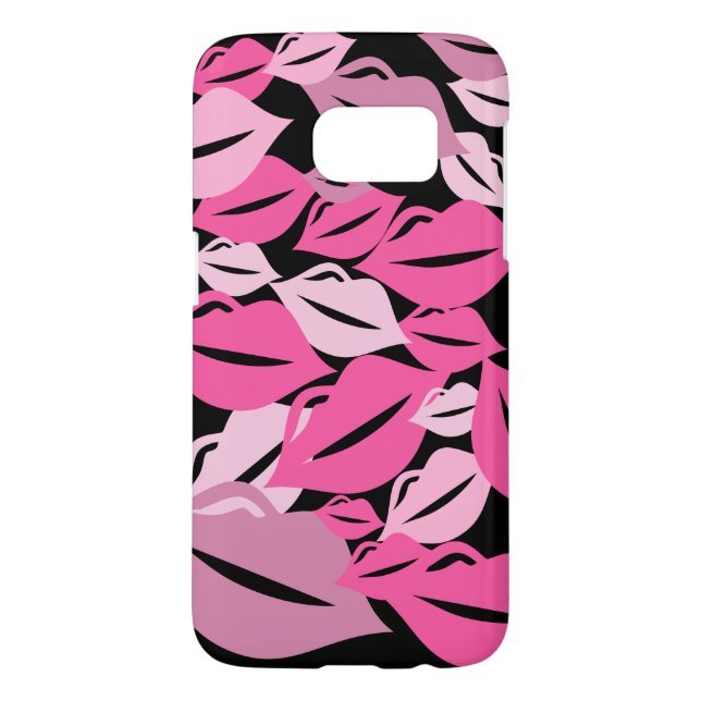 Cute Pink Lips Kisses Modern Pattern Phone Case (Back)