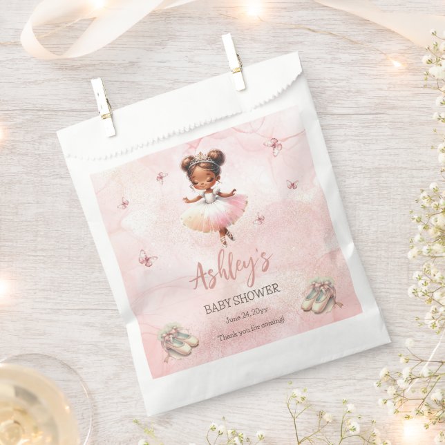 Cute Pink Little Ballerina Tutu Girl Baby Shower Favour Bags (Clipped)