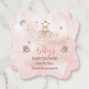 Cute Pink Little Ballerina Tutu Girl Baby Shower Favour Tags