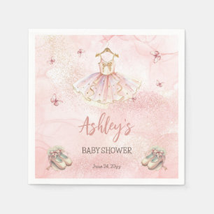 Cute Pink Little Ballerina Tutu Girl Baby Shower Napkin