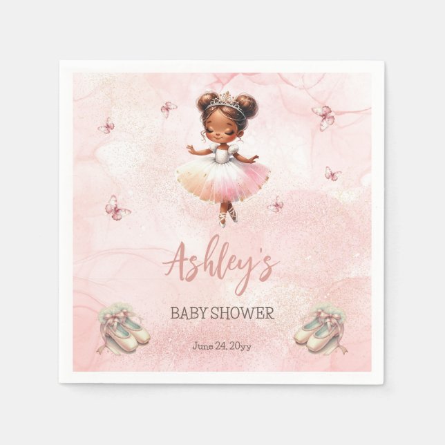 Cute Pink Little Ballerina Tutu Girl Baby Shower Napkin (Front)