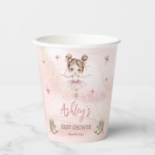 Cute Pink Little Ballerina Tutu Girl Baby Shower Paper Cups