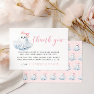 Cute Pink Little Boo Baby Shower Thank you card