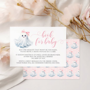 Cute Pink Little Boo Book For Baby Girl Shower RSVP Card