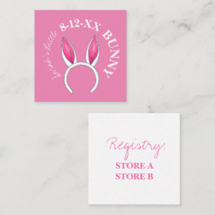 Cute Pink Little Bunny Rabbit Ears Baby Shower Enclosure Card