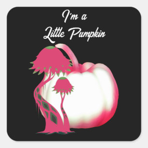Cute Pink Little Pumpkin Halloween Fall Toadstool Square Sticker