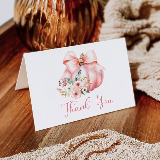 Cute Pink Little Pumpkins Baby Shower Thank You Card (Creator Uploaded)