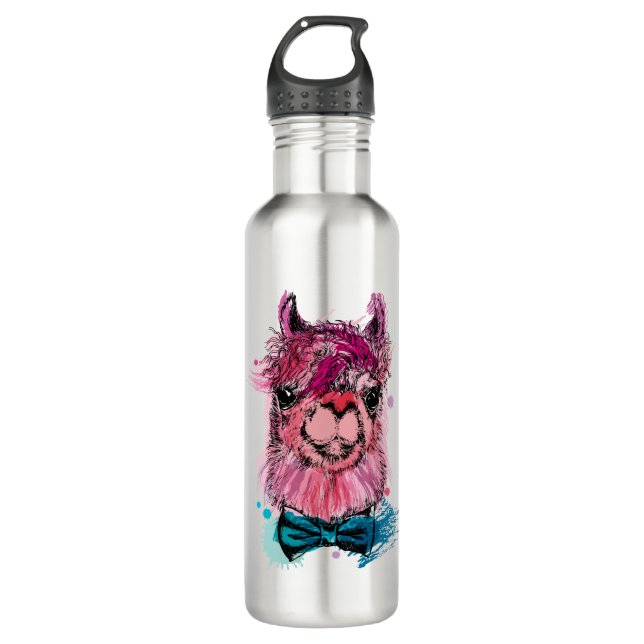 Cute Pink Llama 710 Ml Water Bottle (Front)