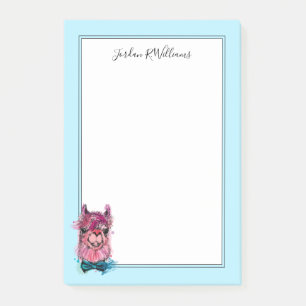 Cute Pink Llama Add Your Name Post-it Notes